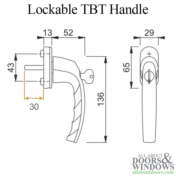 Luxembourg Lockable TBT Handle for Tilt & Turn Windows - Made of Aluminum - Matte Black - Luxembourg Lockable TBT Handle for Tilt & Turn Windows - Made of Aluminum - Matte Black