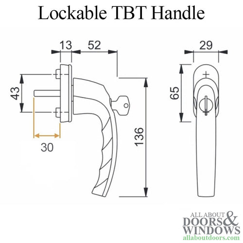 Luxembourg Lockable TBT Handle for Tilt & Turn Windows - Made of Aluminum - Matte Black - Luxembourg Lockable TBT Handle for Tilt & Turn Windows - Made of Aluminum - Matte Black