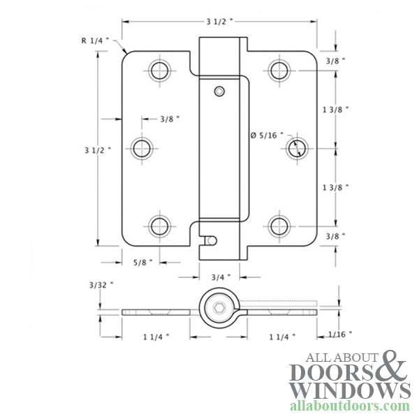 Spring Hinge 3.5 x 3.5 x 1/4 Radius Corners, Deltana Single Action - Choose Color - Spring Hinge 3.5 x 3.5 x 1/4 Radius Corners, Deltana Single Action - Choose Color