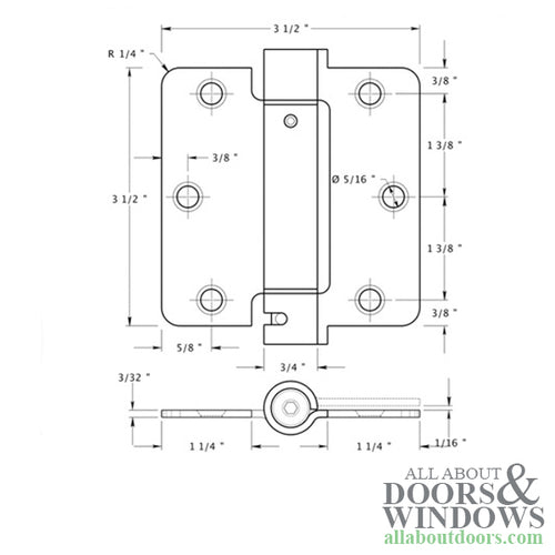 Spring Hinge 3.5 x 3.5 x 1/4 Radius Corners, Deltana Single Action - Choose Color - Spring Hinge 3.5 x 3.5 x 1/4 Radius Corners, Deltana Single Action - Choose Color