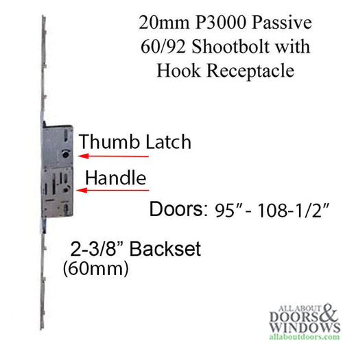 Amesbury 2-Point Multi-Point Lock P3000 Passive Shootbolt with Hook Receptacle 60mm Backset - Amesbury 2-Point Multi-Point Lock P3000 Passive Shootbolt with Hook Receptacle 60mm Backset