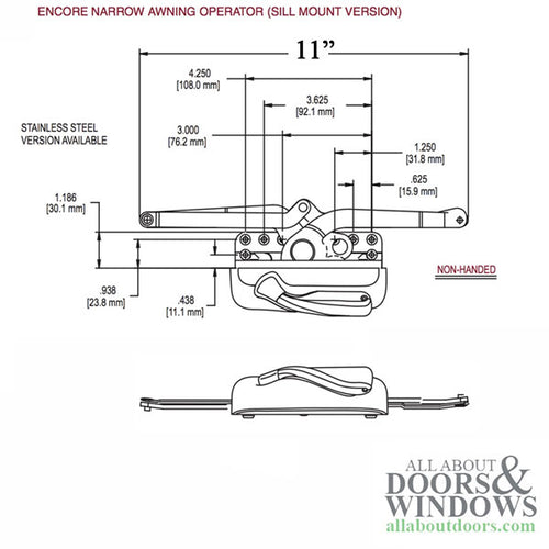 51.11 Dual Arm Awning Operator, Low Profile, - 51.11 Dual Arm Awning Operator, Low Profile,