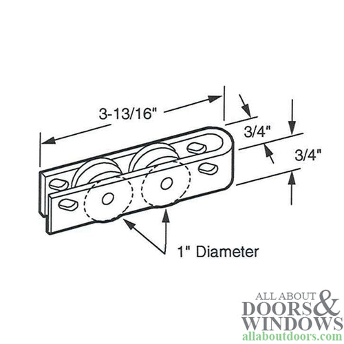 Sliding Door Tandem Roller Assembly with Aluminum Housing 1 Inch Nylon Wheel Diameter - Sliding Door Tandem Roller Assembly with Aluminum Housing 1 Inch Nylon Wheel Diameter