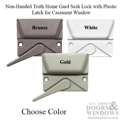 Non-Handed Truth Home Gard Sash Lock with Plastic Latch for Casement Window - Choose Color - Non-Handed Truth Home Gard Sash Lock with Plastic Latch for Casement Window - Choose Color