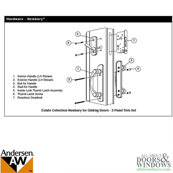 Andersen Window-Frenchwood Gliding Door Hardware, Newbury/Lock Assembly w/keys - Antique Brass - RH - Andersen Window-Frenchwood Gliding Door Hardware, Newbury/Lock Assembly w/keys - Antique Brass - RH