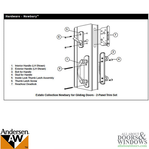 Andersen Window-Frenchwood Gliding Door Hardware, Newbury/Lock Assembly w/keys - Antique Brass - RH - Andersen Window-Frenchwood Gliding Door Hardware, Newbury/Lock Assembly w/keys - Antique Brass - RH