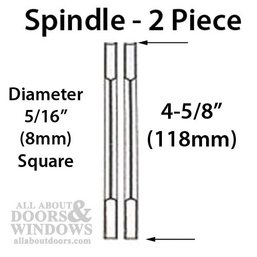 Spindle, 2-1/4 door, 5/16 Dia, 4-5/8 length  2- Piece - Spindle, 2-1/4 door, 5/16 Dia, 4-5/8 length  2- Piece