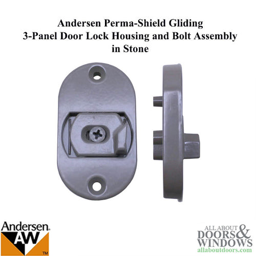 Andersen 3-Panel  Perma-Shield Gliding Door - Lock Housing and Bolt Assembly,  - Stone - Andersen 3-Panel  Perma-Shield Gliding Door - Lock Housing and Bolt Assembly,  - Stone