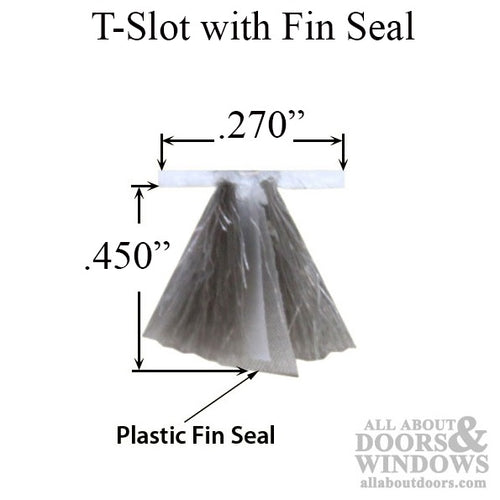 Weatherstrip .270 backing x .450  T-Slot pile w/ Fin Seal, Door & Window - Weatherstrip .270 backing x .450  T-Slot pile w/ Fin Seal, Door & Window