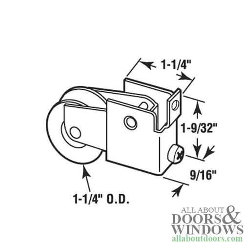 Sliding Door Roller with Adjustable Steel F Tab Housing Assembly 1.25 Inch Steel Wheel Diameter - Sliding Door Roller with Adjustable Steel F Tab Housing Assembly 1.25 Inch Steel Wheel Diameter