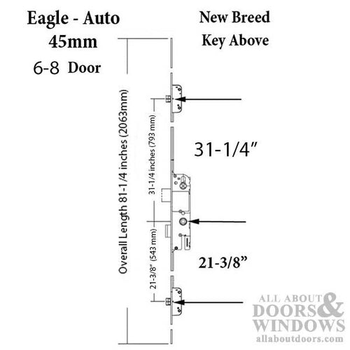 G-U Eagle New Breed Multipoint Lock Kit with Latchbolts 6-8  Door - G-U Eagle New Breed Multipoint Lock Kit with Latchbolts 6-8  Door