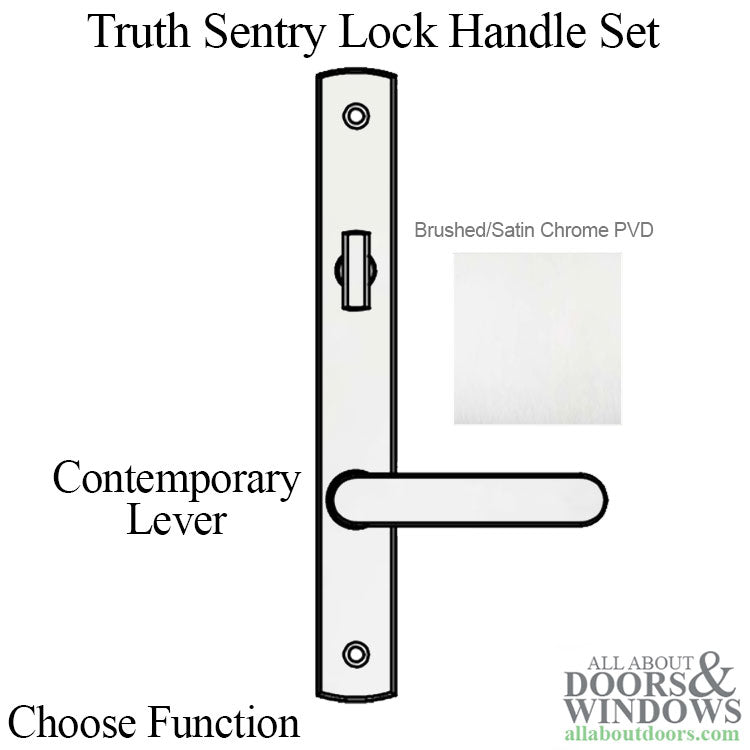 Truth Sentry Lock Handle Set, Contemporary, Decorative over Solid Brass, PVD Brushed Chrome - Truth Sentry Lock Handle Set, Contemporary, Decorative over Solid Brass, PVD Brushed Chrome