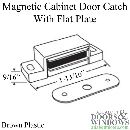 Brown Plastic Magnetic Cabinet Door Catch with Flat Plate