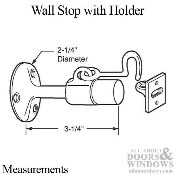 Wall Stop with Holder, 3-1/4