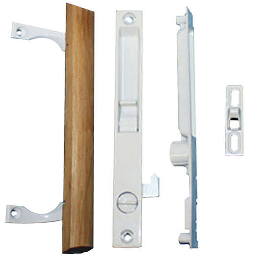 Lock Patio Door Handle Set, Recessed, Flush Mount, White
