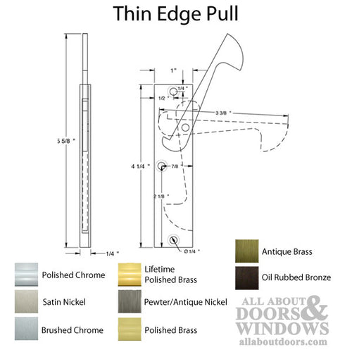 Thin Edge Pull, Solid Brass - Choose Finish - Thin Edge Pull, Solid Brass - Choose Finish