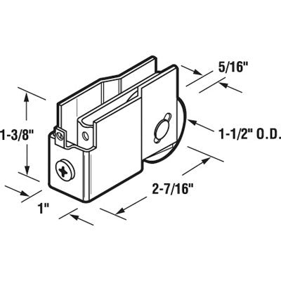 Roller, Wardrobe Door 1-1/2 Inch Nylon Wheel - Roller, Wardrobe Door 1-1/2 Inch Nylon Wheel