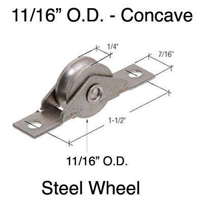 Sliding Closet Door Rollers, 11/16 inch Diameter - Steel