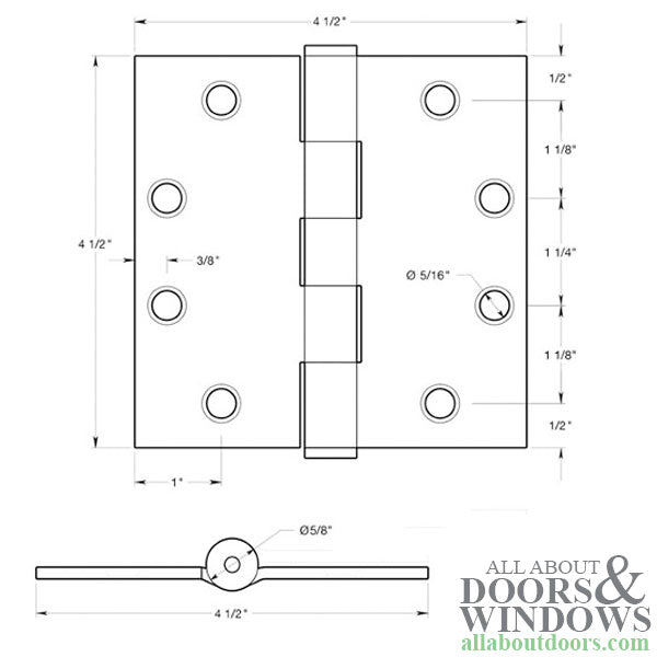 4.5 x 4.5  Square Steel Hinge, Heavy Duty - 4.5 x 4.5  Square Steel Hinge, Heavy Duty