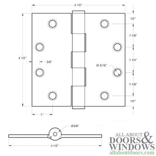 4.5 x 4.5  Square Steel Hinge, Heavy Duty - 4.5 x 4.5  Square Steel Hinge, Heavy Duty