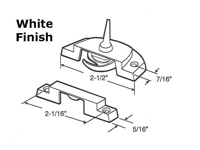 Sash / Cam Lock - Vinyl and Aluminum Sash Hardware, Diecast - White - Sash / Cam Lock - Vinyl and Aluminum Sash Hardware, Diecast - White