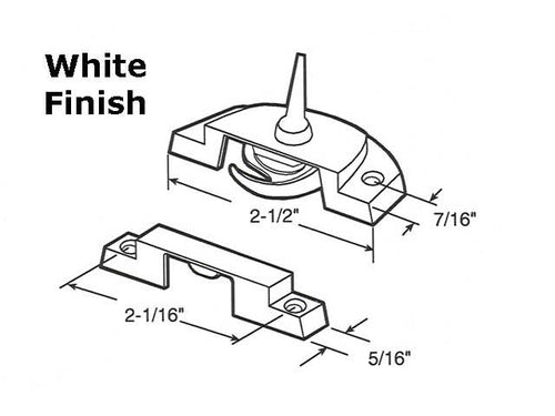 Sash / Cam Lock - Vinyl and Aluminum Sash Hardware, Diecast - White - Sash / Cam Lock - Vinyl and Aluminum Sash Hardware, Diecast - White