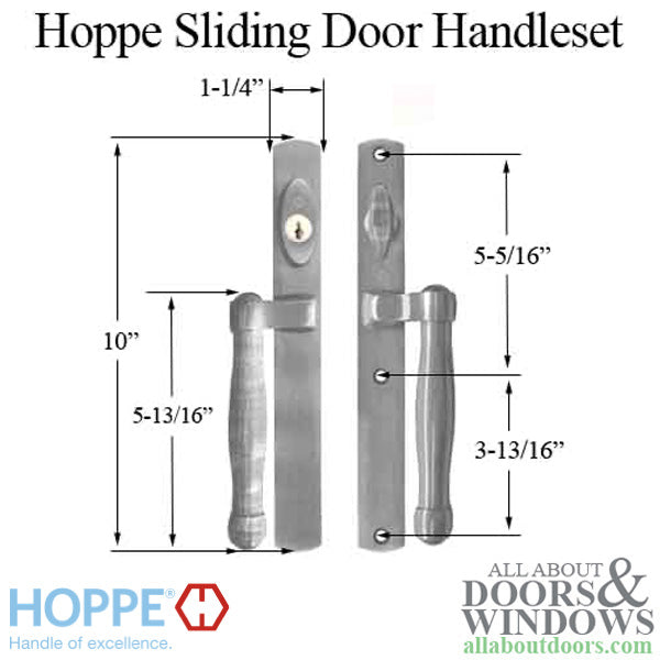 Hoppe HLS 9000 Sliding Door Handle Set M574/2165N Active Keyed Satin Nickel - Hoppe HLS 9000 Sliding Door Handle Set M574/2165N Active Keyed Satin Nickel