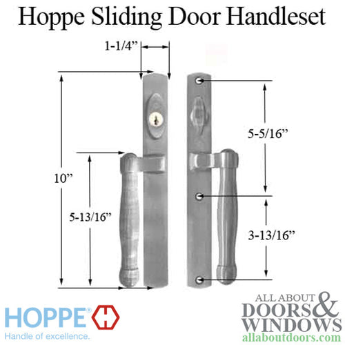 Hoppe HLS 9000 Sliding Door Handle Set M574/2165N Active Keyed Satin Nickel - Hoppe HLS 9000 Sliding Door Handle Set M574/2165N Active Keyed Satin Nickel