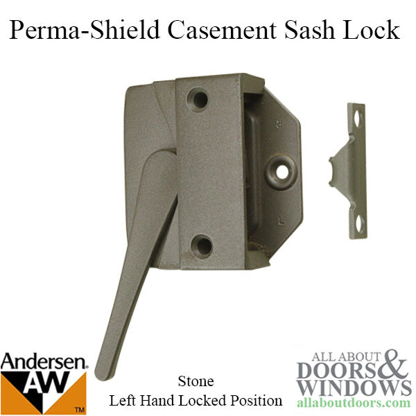 Andersen Casement Window Sash Lock, Perma-Shield 1979-95, LH - Stone - Andersen Casement Window Sash Lock, Perma-Shield 1979-95, LH - Stone