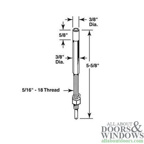 Pivot Rod, 3/8, Guide, Threaded, Nylon Cap - Pivot Rod, 3/8, Guide, Threaded, Nylon Cap