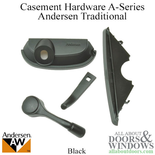Andersen Casement Hardware Operator Handle With Lock and Lock Bezel