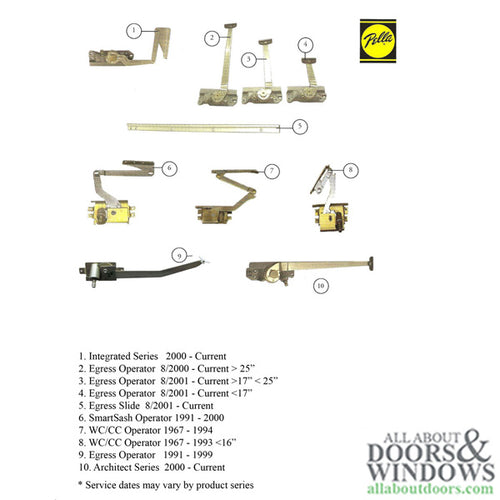 Pella integrated casement roto operator,  Right Hand 2000 - Present - Pella integrated casement roto operator,  Right Hand 2000 - Present