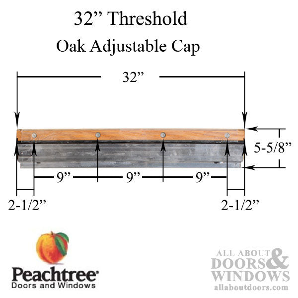 Avanti Threshold  32 , with adjustable oak cap, replacement sill - Aluminum - Avanti Threshold  32 , with adjustable oak cap, replacement sill - Aluminum