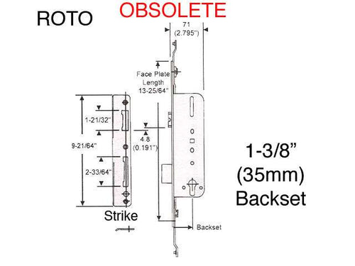 Roto Gear Box only, Old Style, Replacement - 35mm backset - Roto Gear Box only, Old Style, Replacement - 35mm backset