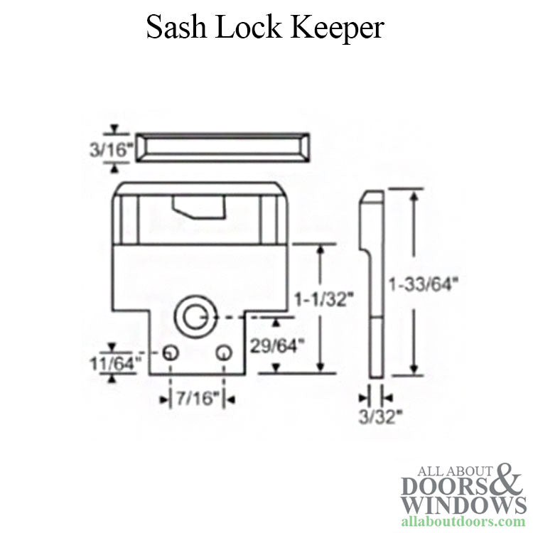 Sash Lock Keeper, 7/16 Inch Hole Center - Blue White - Sash Lock Keeper, 7/16 Inch Hole Center - Blue White