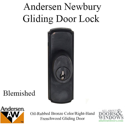 Andersen Frenchwood Gliding Door Hardware, Newbury/Lock Assembly w/keys - Oil Rubbed Bronze - RH - BLEMISHED - Andersen Frenchwood Gliding Door Hardware, Newbury/Lock Assembly w/keys - Oil Rubbed Bronze - RH - BLEMISHED