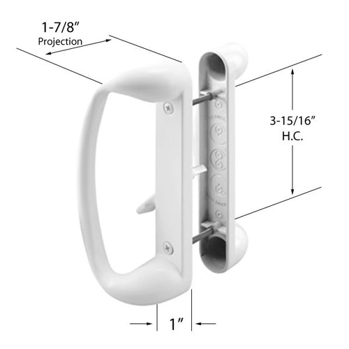 Non-Handed Diecast Handle Set with 3-15/16 Inch Hole Center for Sliding Glass Door - White - Non-Handed Diecast Handle Set with 3-15/16 Inch Hole Center for Sliding Glass Door - White