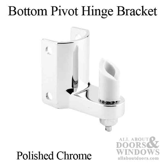 BOTTOM HINGE BRACKET, 1/2-inch PIVOT, CHROME