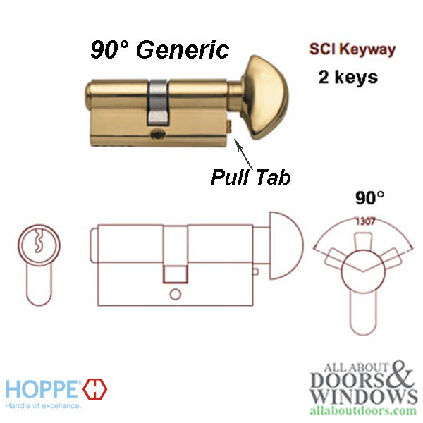 Rockwell Security 90° Solid Brass Euro Profile Cylinder Lock - Rockwell Security 90° Solid Brass Euro Profile Cylinder Lock