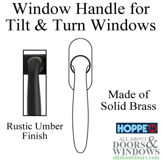 Verona Handle for Tilt & Turn Windows - Solid Brass - Rustic Umber