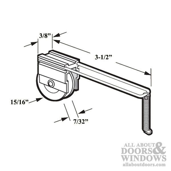 Wire Spring Tension Roller Assembly with 15/16 Inch Nylon Wheel for Sliding Screen Door - Wire Spring Tension Roller Assembly with 15/16 Inch Nylon Wheel for Sliding Screen Door