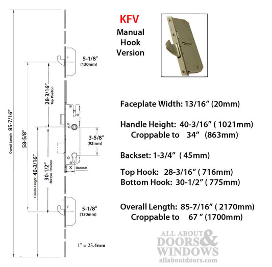 KFV 45/92 Hook Version, 2 hooks, 20mm Faceplate