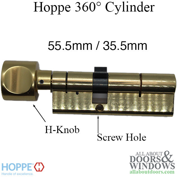 CES 55.5T/ 35.5, 360  Euro profile cylinder  H--Knob - Brass - CES 55.5T/ 35.5, 360  Euro profile cylinder  H--Knob - Brass