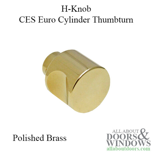 H-Knob, CES Euro Cylinder Thumbturn - Polished Brass
