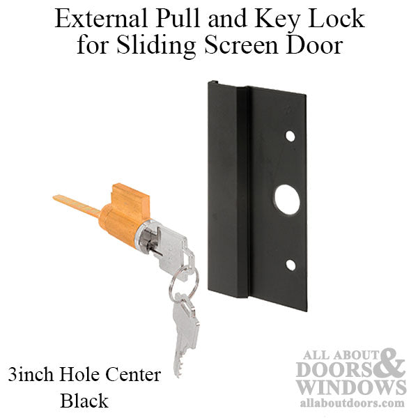 External Pull and Key Lock - Sliding Patio Door, International - Black - External Pull and Key Lock - Sliding Patio Door, International - Black