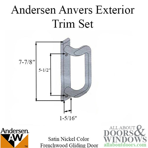 Andersen Frenchwood Gliding Door Trim Hardware, Anvers 2 Panel Exterior - Satin Nickel - Andersen Frenchwood Gliding Door Trim Hardware, Anvers 2 Panel Exterior - Satin Nickel