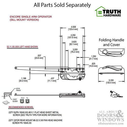 Truth Casement Window Operator Truth Sill Mounted Encore Left Hand Operator No Cover - Truth Casement Window Operator Truth Sill Mounted Encore Left Hand Operator No Cover