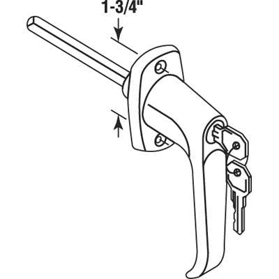 Discontinued - Garage Door L-Handle   2-7/8 In Shaft, 1-3/4 Screws, 2 Pack Keyed Alike - Chrome - Discontinued - Garage Door L-Handle   2-7/8 In Shaft, 1-3/4 Screws, 2 Pack Keyed Alike - Chrome