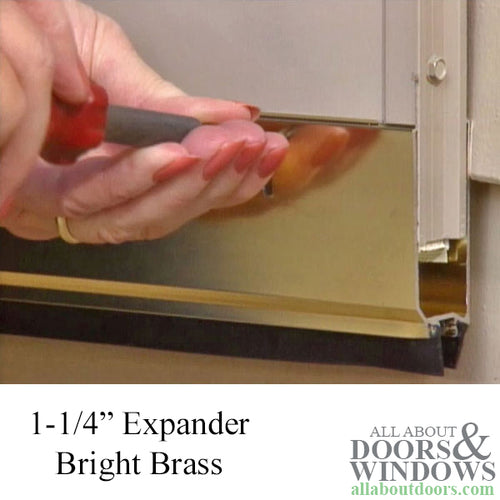 Storm Door Expander and Sweep, 1-1/4 Inch Doors, 35-1/16 Inch Length - Bright Brass - Storm Door Expander and Sweep, 1-1/4 Inch Doors, 35-1/16 Inch Length - Bright Brass