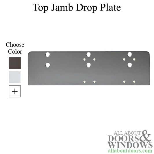 Drop Plate, Top Jamb Mounting for Heavy Duty Door Closer, Choose Finish